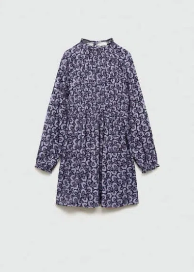 Mango Kids' Flower Print Dress Light/pastel Purple