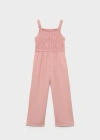 Mango Ruched Long Jumpsuit Pink In Pink