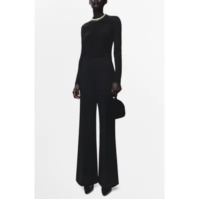 Mango Ruched Long Sleeve Jumpsuit In Black