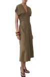 Mango Lyocell-blend Dress With Draped Details Medium Brown In Medium Brown