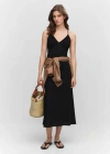 Mango Ruched Midi Dress Black In Black