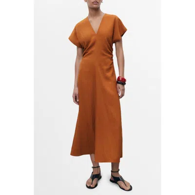 MANGO MANGO RUCHED MIDI DRESS