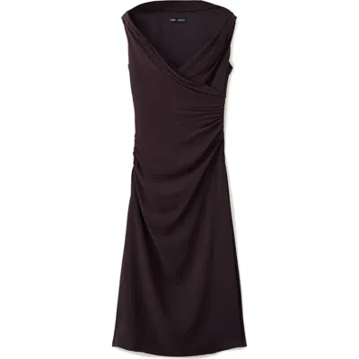 Mango Ruched Off The Shoulder Dress In Brown