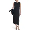 Mango Ruched Sleeveless Maxi Dress In Black