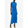 Mango Ruched Sleeveless Midi Dress In Blue