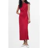 Mango Ruched Sleeveless Midi Dress In Red