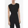 Mango Ruched Sleeveless Wide Leg Jumpsuit In Black