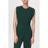 Mango Ruched Sleeveless Wide Leg Jumpsuit In Green
