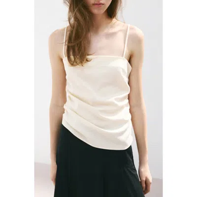 Mango Ruched Square Neck Camisole In Neutral