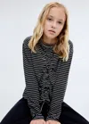 Mango T-shirt À Rayures Froncées Noir - Enfants - 13-14 Ans -  Kids In Black