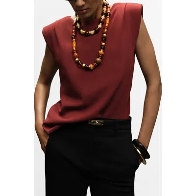 MANGO MANGO RUCHED STRONG SHOULDER TOP