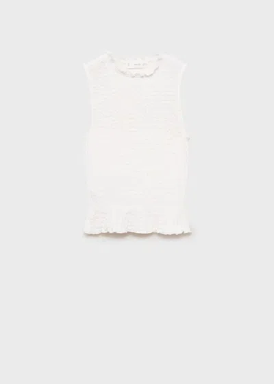Mango Kids' Ruched-texture Top Off White