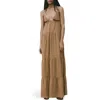 Mango Ruched Tiered Cotton Midi Sundress In Brown
