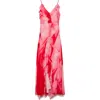 Mango Ruffle Chiffon Maxi Dress In Pink