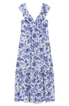 Mango Ruffle Sleeve Midi Dress
