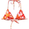 Mango Ruffle Floral Triangle Bikini Top In Multi