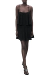 Mango Ruffle Knit Minidress In Black