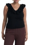 Mango Women's Ruffle Knit Top In Black