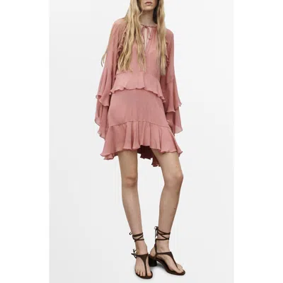MANGO MANGO RUFFLE LONG SLEEVE DRESS