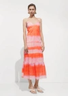 Mango Ruffle Printed Dress Orange In Orange