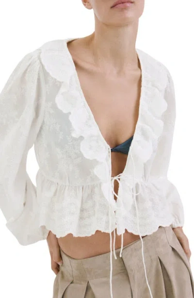 Mango Ruffle Stitch Top In Multi