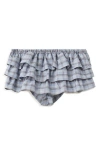 Mango Ruffled Check Shorts In Blue