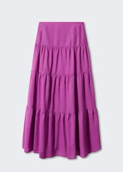 Mango Long Striped Skirt Violet