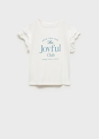 Mango Kids' Ruffled Printed T-shirt Off White