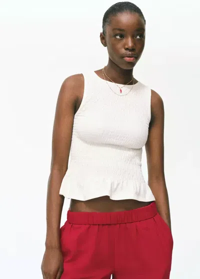 Mango Ruffled Top In White