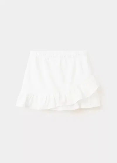 Mango Kids' Ruffled Trouser Skirt In Off White