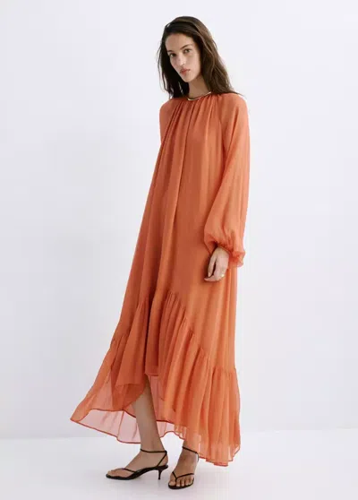 Mango Ruffles Flowy Dress In Orange
