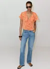 Mango Ruffles Printed Blouse In Orange