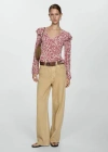 Mango Ruffles Printed Blouse Pink In Rose