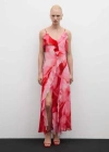Mango Ruffle Chiffon Maxi Dress In Pink