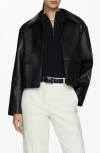 Mango Sabina Faux Leather Jacket In Black