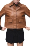 Mango Sabina Faux Leather Jacket In Brown