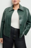 Mango Sabina Faux Leather Jacket In Green
