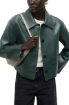 Mango Sabina Faux Leather Jacket In Green