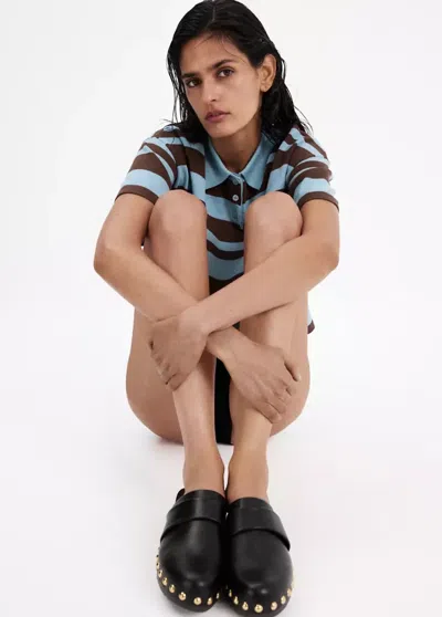 Mango Sabots Cloutés Cuir In Black