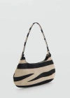 Mango Zebra Stripe Genuine Calf Hair Shoulder Bag In Black