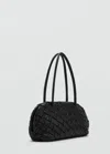 Mango Sac À Épaule Moyen En Cuir Tressé Noir - Femme - Taille Unique -  In Black
