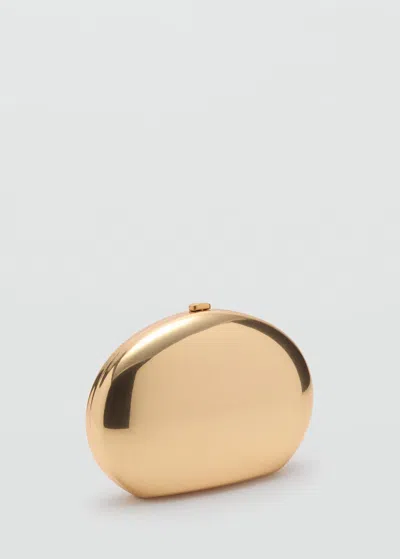 Mango Metallic Clutch Handbag Gold