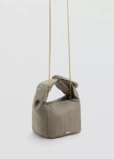 Mango Sac À Main En Bambula Avec Un Naud In Gray