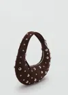 Mango Sac À Main En Cuir Avec Application Boules Métalliques Chocolat - Femme - Taille Unique -  In Chocolate
