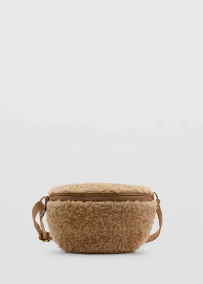 Mango Kids' Sac Banane Effet Fourrure In Marron Moyen