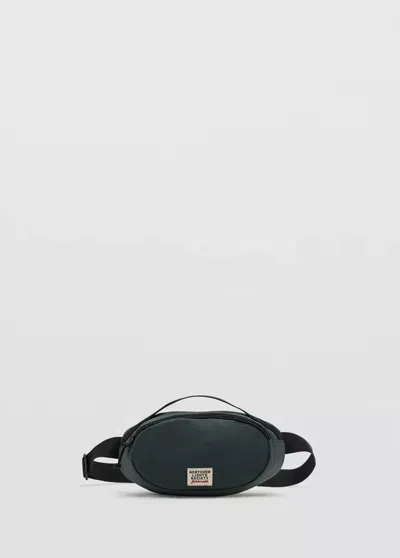 Mango Kids' Sac Banane En Nylon Avec Texte Brodé In Kaki