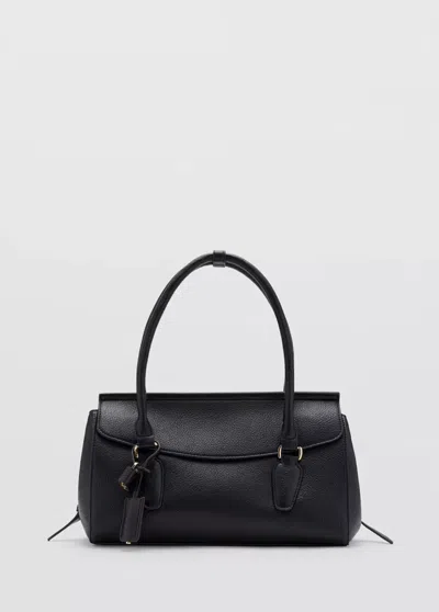 Mango Sac Bandoulière Effet Cuir Avec Détail Charm In Noir