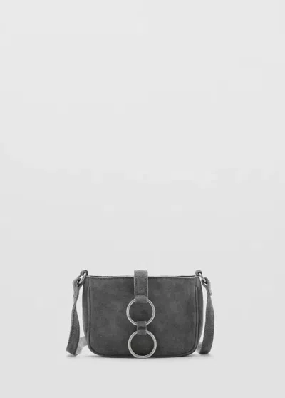 Mango Kids' Sac Bandoulière En Cuir Avec Anneaux In Gris