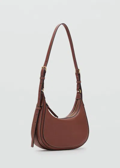 Mango Oval Shoulder Bag Leather In Brown
