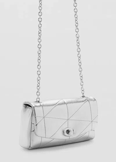 Mango Sac Bandoulière Rabat In Silver